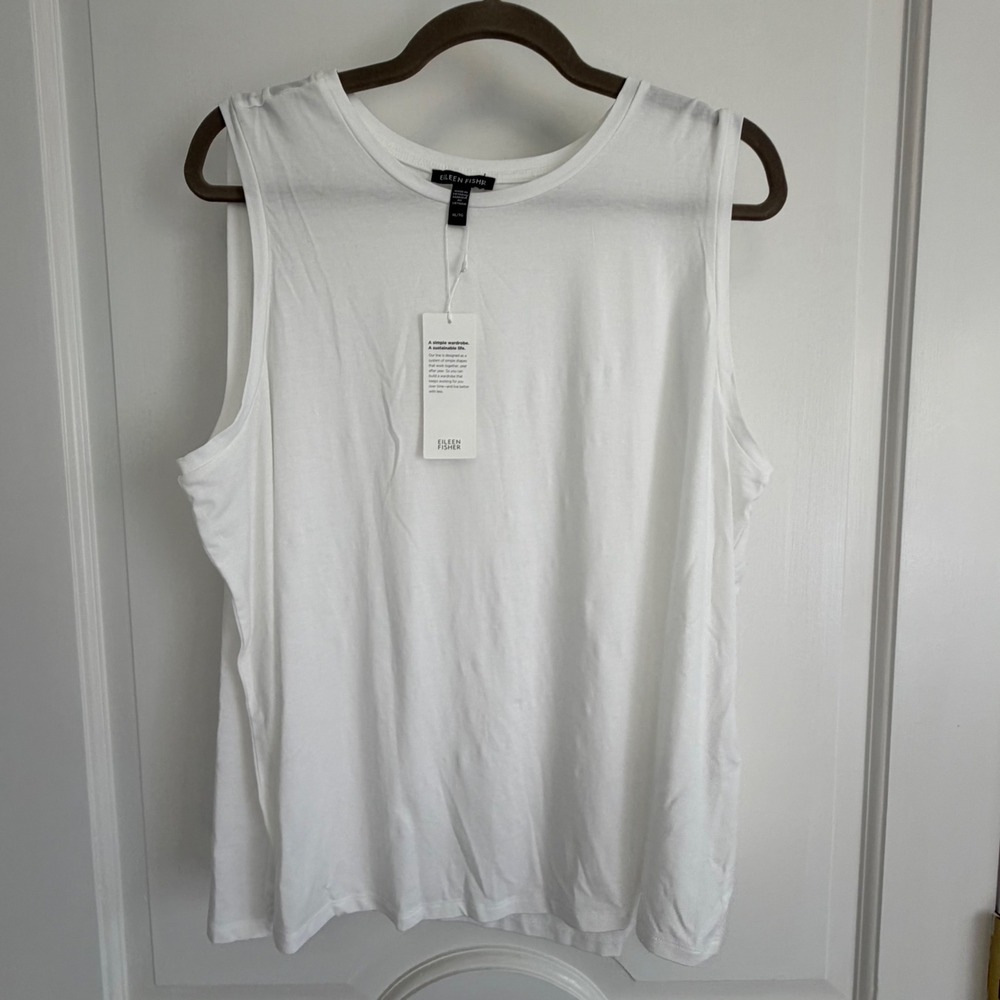 Eileen Fisher Crew Neck Short Shell Women XL White